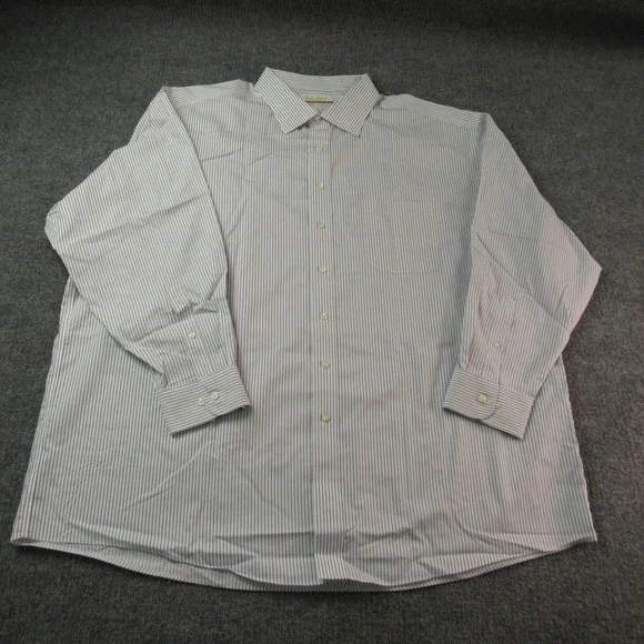 Roundtree & Yorke Gold Label Dress Shirt Mens Big 19 34/35 Non Iron Twill Stripe - Picture 2 of 12